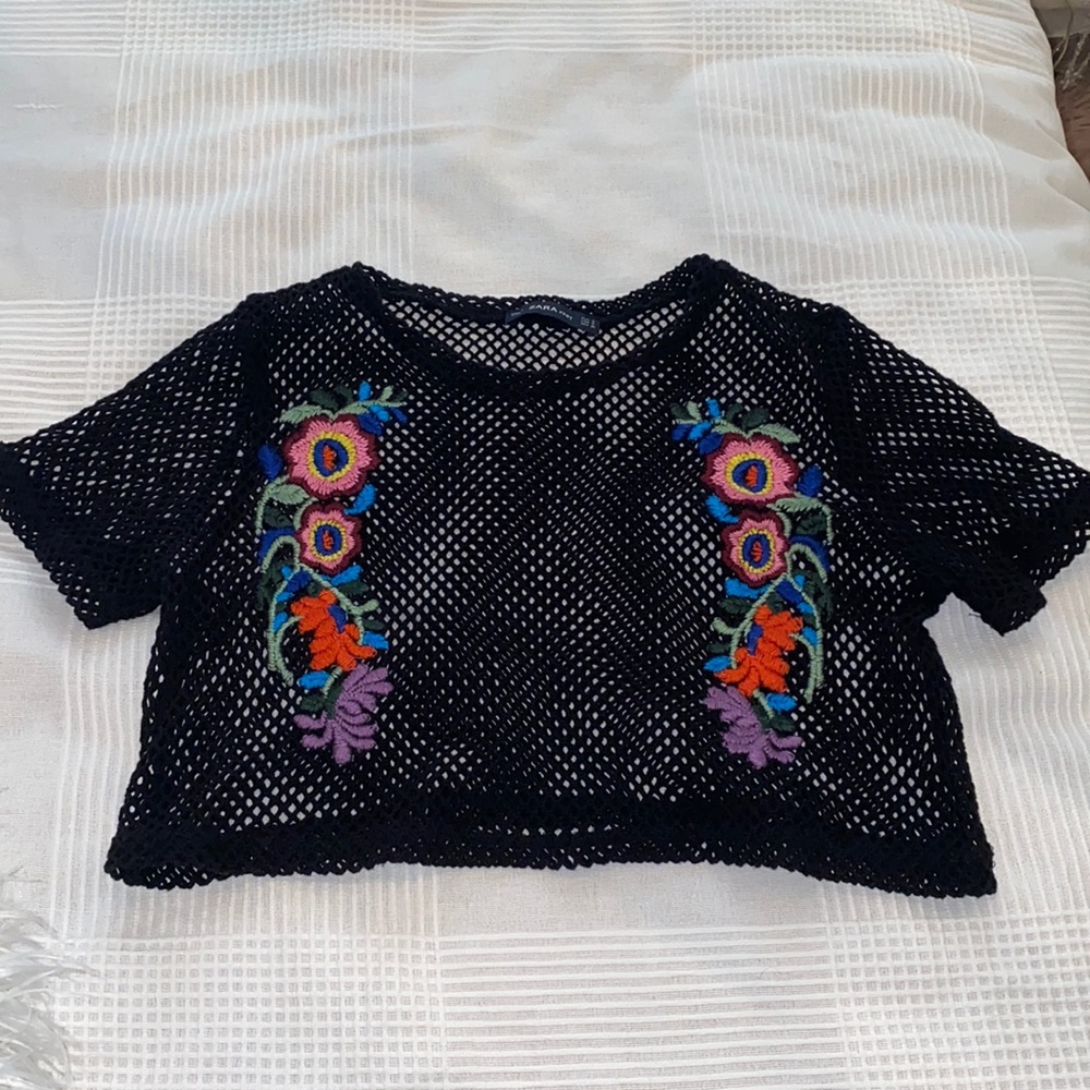 Zara embroidered crop